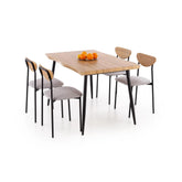 Set masa si 4 scaune HOUSTON OCN-35885, stejar/negru/gri