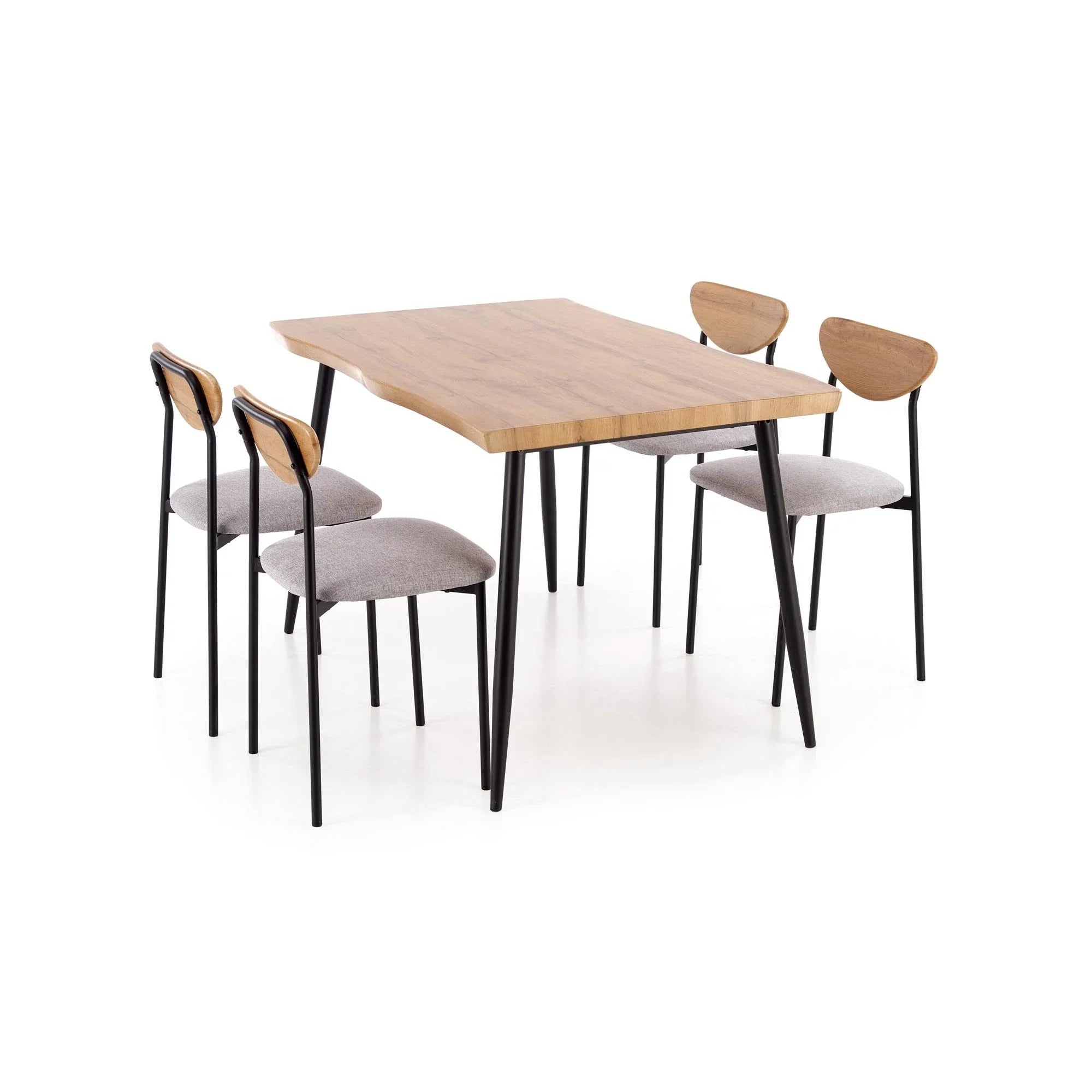 Set masa si 4 scaune HOUSTON OCN-35885, stejar/negru/gri