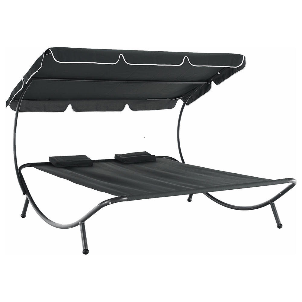 Sezlong gradina MULTINA, gri, poliester/otel, 180x204x147 cm