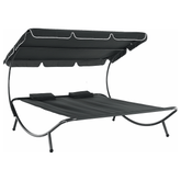 Sezlong gradina MULTINA, gri, poliester/otel, 180x204x147 cm