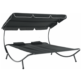 Sezlong gradina MULTINA, gri, poliester/otel, 180x204x147 cm