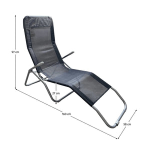 Sezlong gradina ATHENA OCN-28319, gri/negru