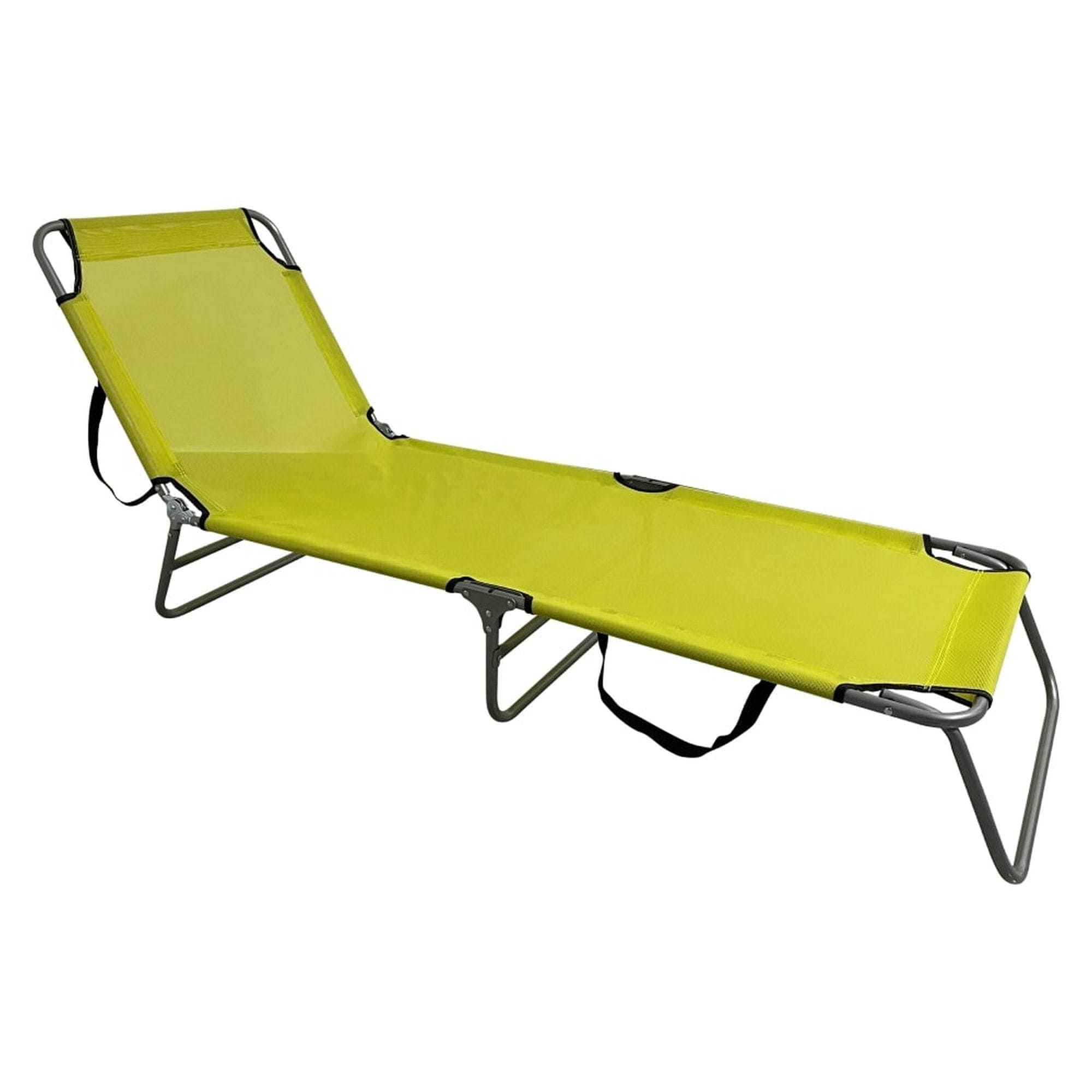 Sezlong gradina KELEO, gri/verde, plasa/otel, 58x182x79 cm