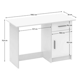 Birou SIRISS NEW, alb, DTD laminat, 109x50x75 cm