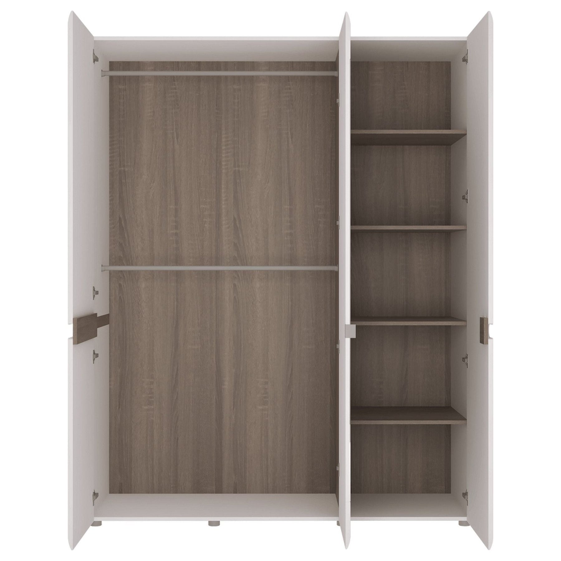 Dulap dormitor LYNATET TYP 22, cu oglinda, PAL, alb lucios HG/stejar sonoma truflu,