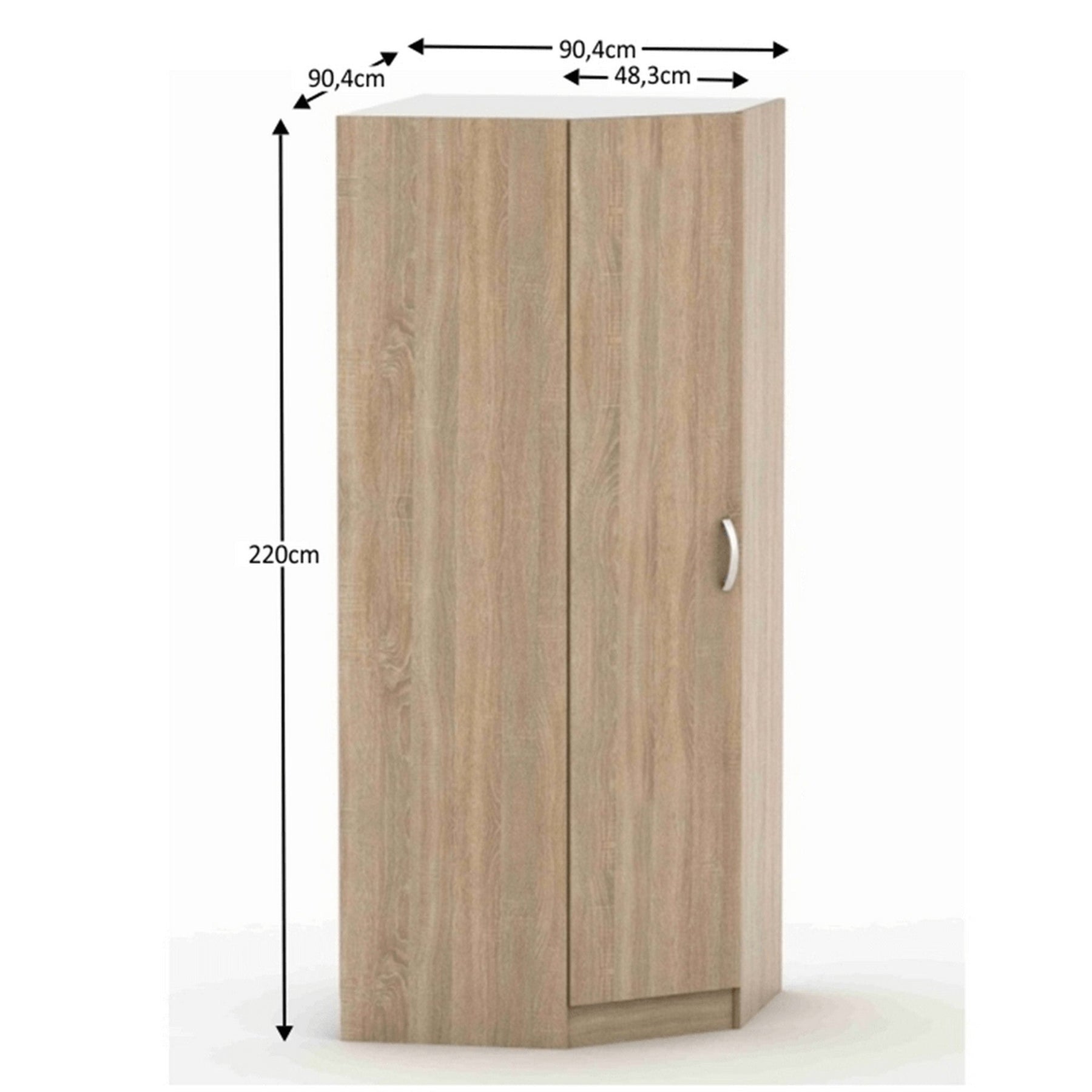 Dulap de colt BETTY 2 BE02-016-00, DTD laminat, stejar sonoma, 90.4x90.4x220 cm