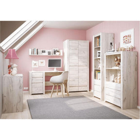 Comoda ANGEL TIP 41, 5 sertare si 1 usa, alb craft, PAL melaminat, 118,7x76,5x40,2 cm