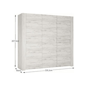Dulap haine ANGEL TIP 22 3D, PAL melaminat, alb craft, 220,1x207,5x60 cm, 3 uşi