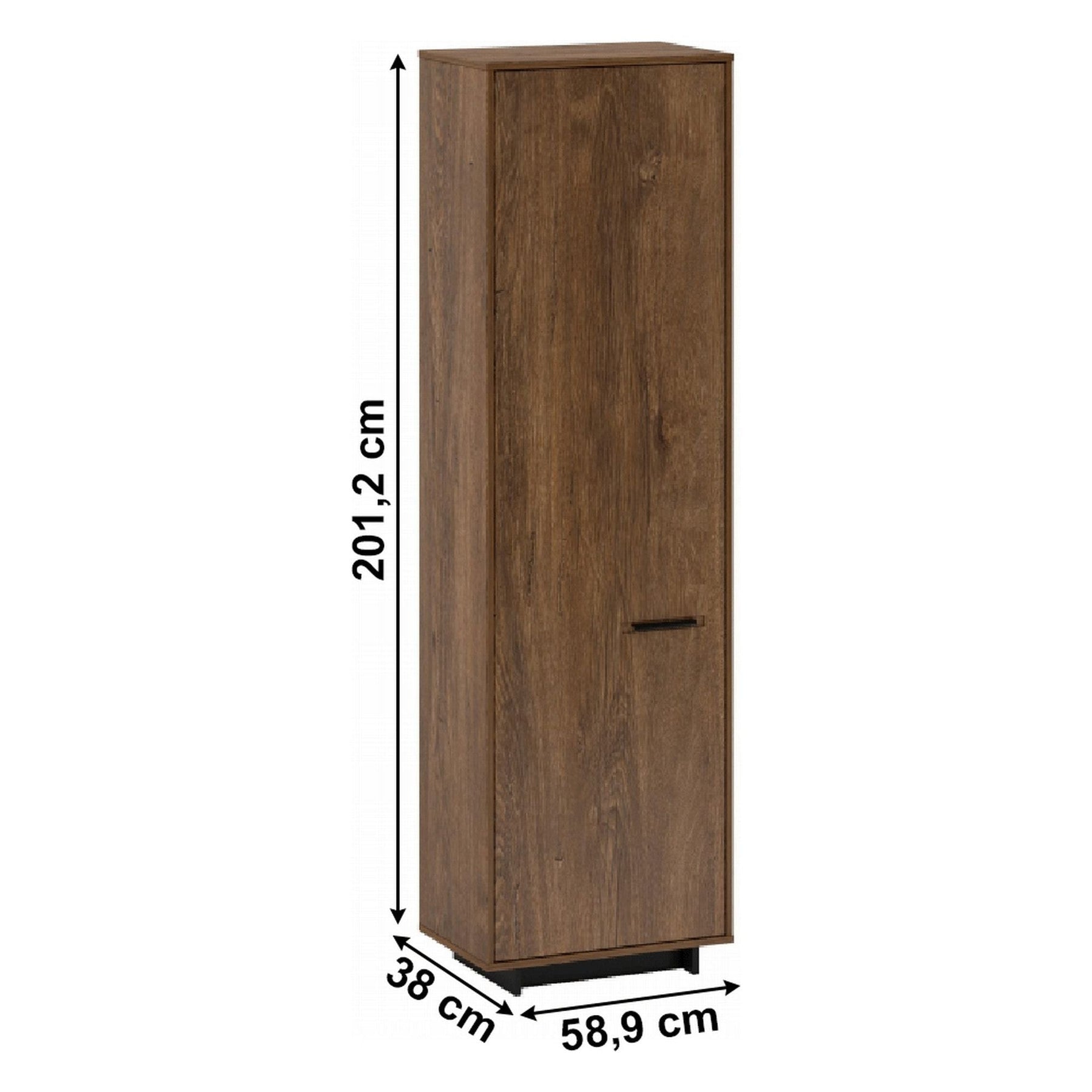 Dulap DELIS, stejar laminat, o usa, 58.9x38x201.2 cm