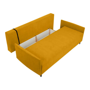 Canapea extensibila LOGAN, stofa catifelata galben - Mavel 68, 214x96x91 cm