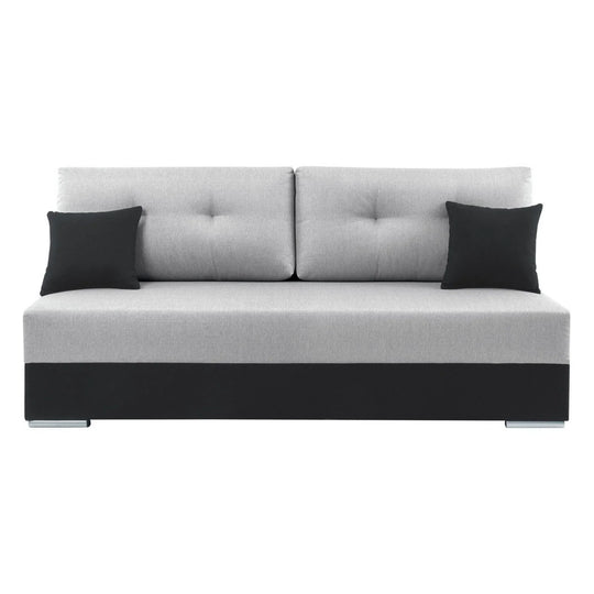 Canapea extensibila DONA, gri deschis/negru, stofa clasica, 192x88x89 cm