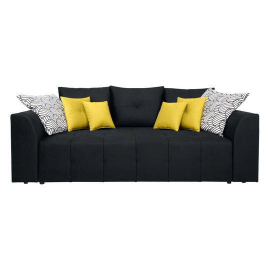 Canapea extensibila ROYAL IV, stofa catifelata negru - Solar 99, 247x116x96 cm