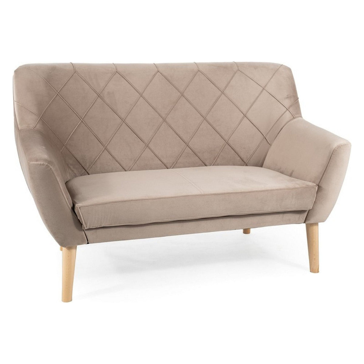 Canapea KIER 2, stofa catifelata bej/fag, 136x75x90 cm