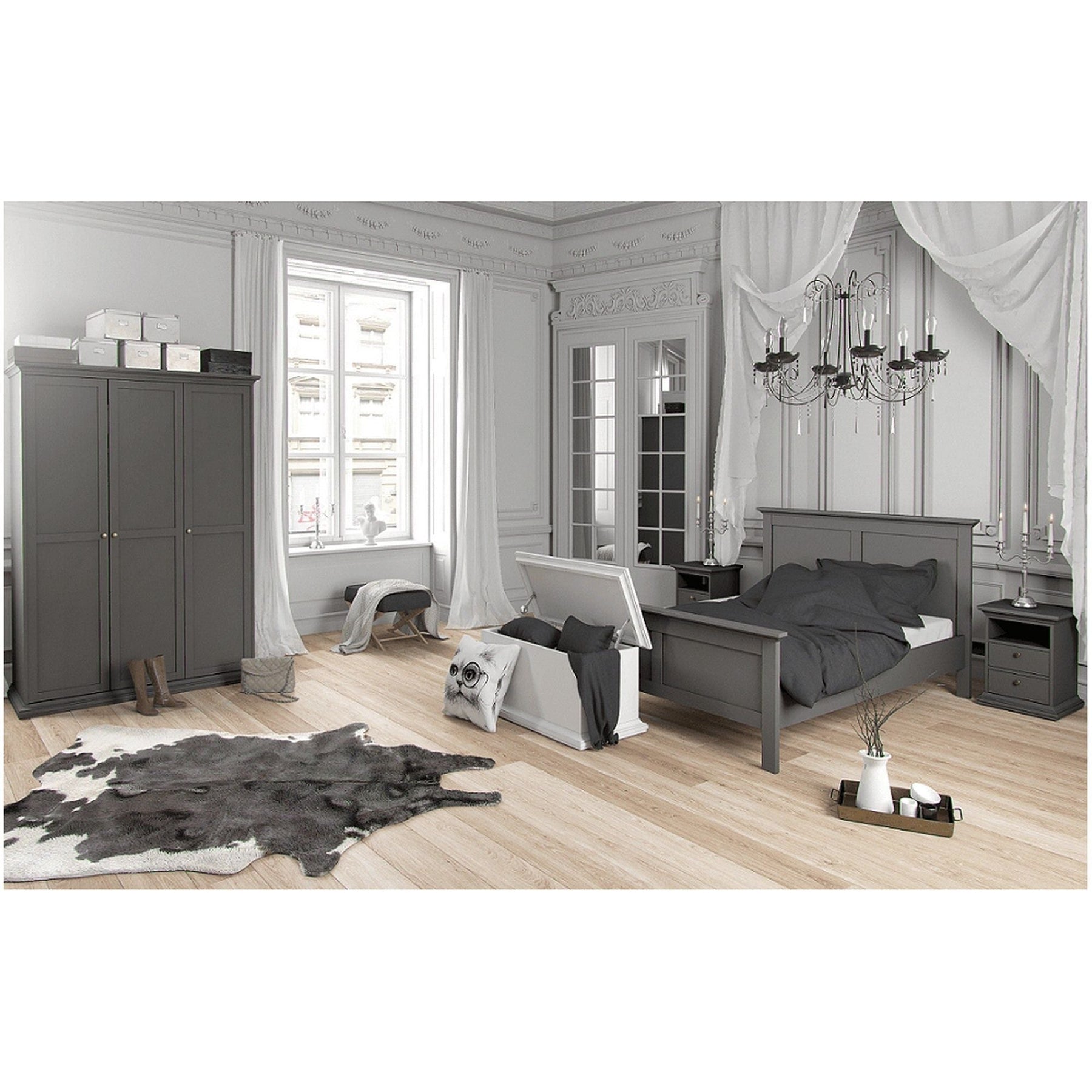 Noptiera PARIS 70302, PAL laminat lacuit, gri, 43,6x40x58,8 cm
