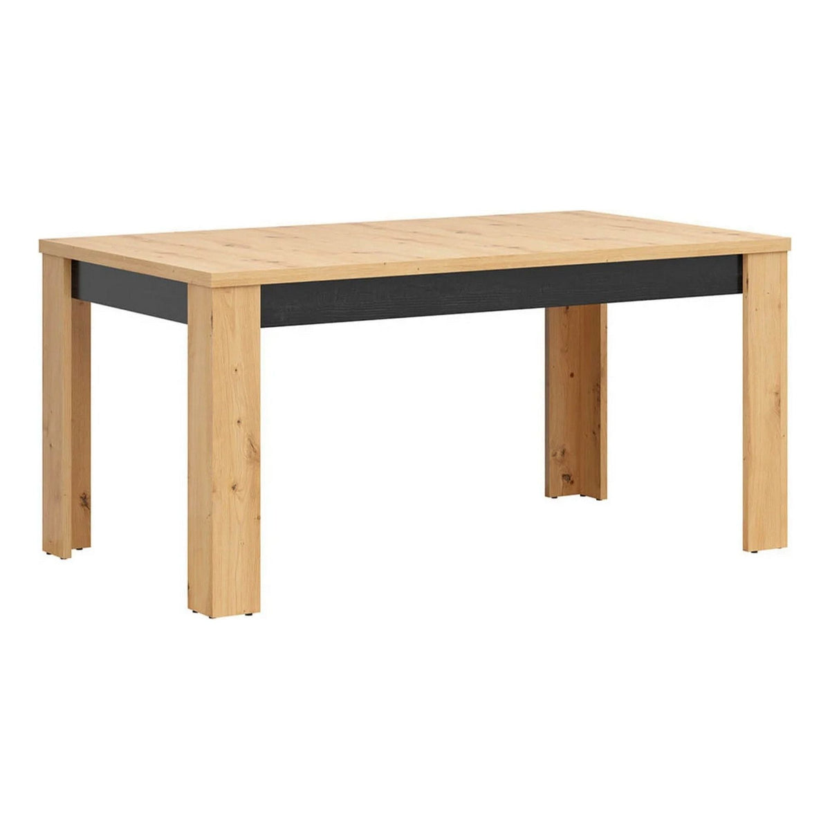 Masa extensibila OSTIA, stejar artizanal/negru, PAL, 160-200x90x76.5 cm