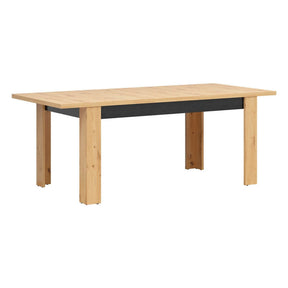 Masa extensibila OSTIA, stejar artizanal/negru, PAL, 160-200x90x76.5 cm