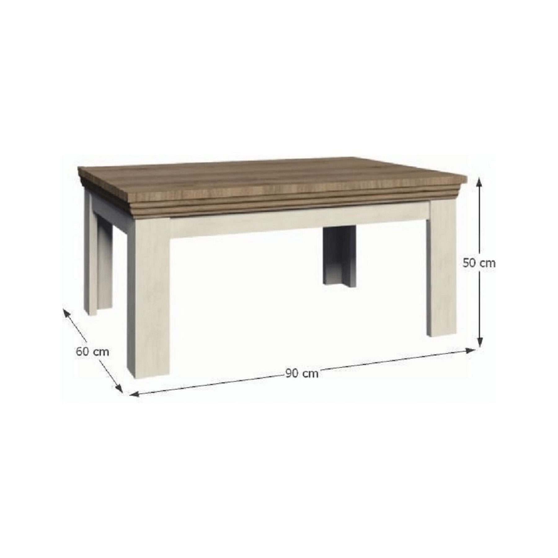 Masuta cafea ROYAL LN, pin nordic/stejar salbatic, PAL, 90x60x50 cm