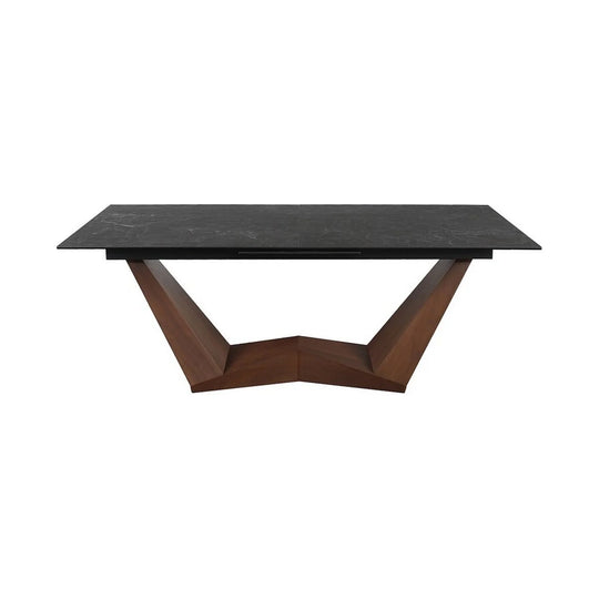 Masa extensibila BONUCCI, negru cu efect de marmura/maro, 200/250x98x76 cm