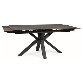 Masa extensibila COLUMBUS CERAMIC, sticla securizata/ceramica, maro/negru mat, 160-240x90x76 cm