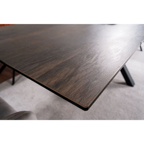 Masa extensibila COLUMBUS CERAMIC, sticla securizata/ceramica, maro/negru mat, 160-240x90x76 cm