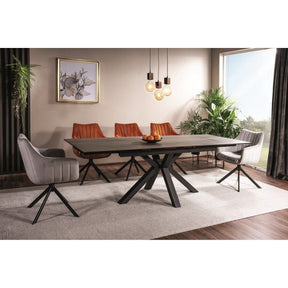 Masa extensibila COLUMBUS CERAMIC, sticla securizata/ceramica, maro/negru mat, 160-240x90x76 cm