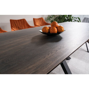 Masa extensibila COLUMBUS CERAMIC, sticla securizata/ceramica, maro/negru mat, 160-240x90x76 cm