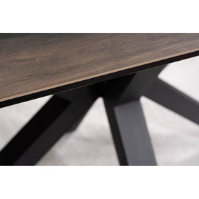 Masa extensibila COLUMBUS CERAMIC, sticla securizata/ceramica, maro/negru mat, 160-240x90x76 cm