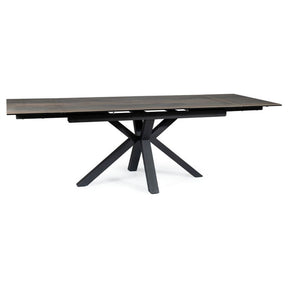 Masa extensibila COLUMBUS CERAMIC, sticla securizata/ceramica, maro/negru mat, 160-240x90x76 cm