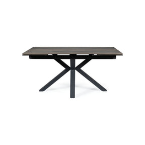Masa extensibila COLUMBUS CERAMIC, sticla securizata/ceramica, maro/negru mat, 160-240x90x76 cm
