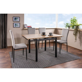 Masa extensibila GD-082, stejar artisan/negru mat, metal, 80-131x80x75 cm