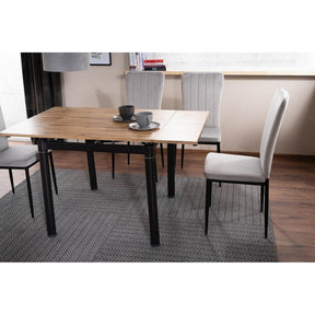Masa extensibila GD-082, stejar artisan/negru mat, metal, 80-131x80x75 cm