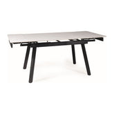 Masa extensibila JOHN, ceramica/metal, alb/negru mat, 120-180x85x76 cm