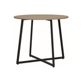 Masa LUNA, stejar/negru mat, PAL si metal, 90x76 cm