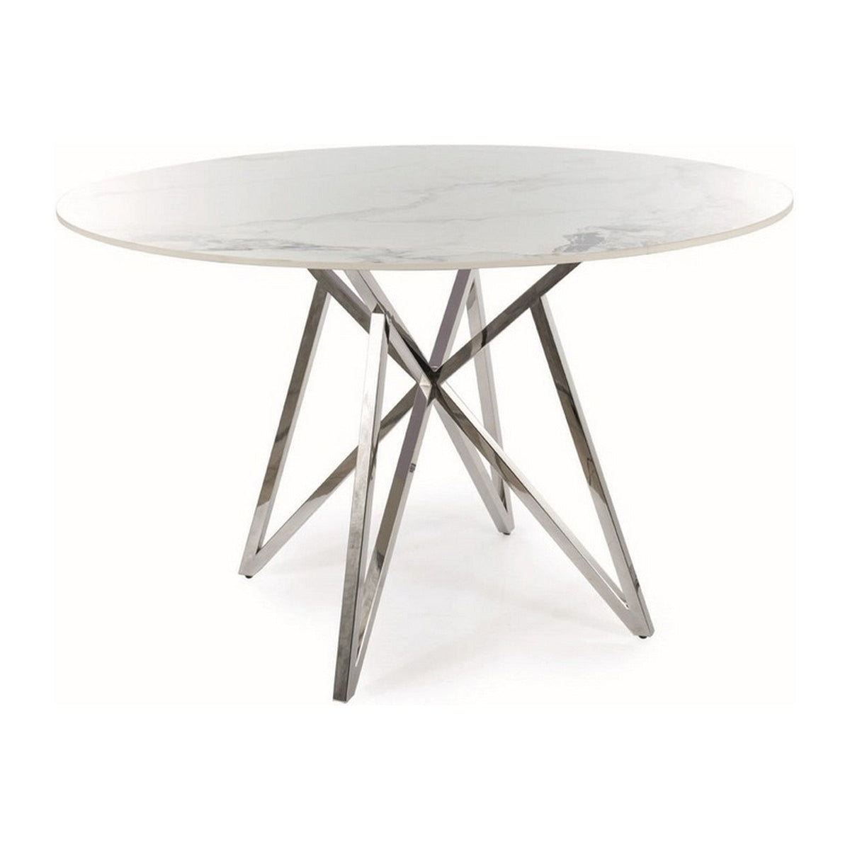 Masa MURANO, alb/crom, ceramica si metal, 120x76 cm