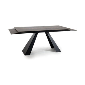 Masa extensibila SALVADORE, maro/negru mat, sticla securizata, 180-260x90x76 cm