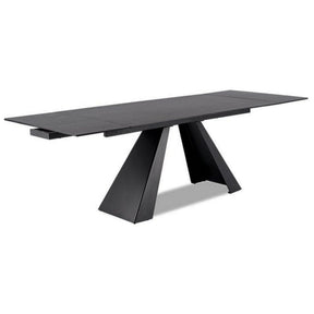 Masa extensibila SALVADORE CERAMIC, gri/negru mat, sticla securizata/ceramica, 180-260x90x76 cm