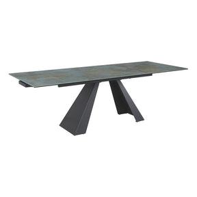 Masa extensibila SALVADORE CERAMIC, turcoaz/negru mat, sticla securizata/ceramica, 160-240x90x76 cm