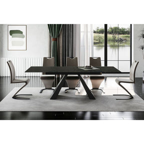 Masa extensibila SALVADORE, negru mat, sticla securizata, 160-240x90x76 cm