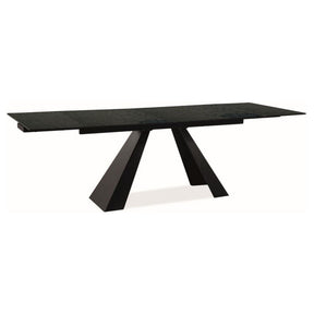Masa extensibila SALVADORE, negru mat, sticla securizata, 160-240x90x76 cm