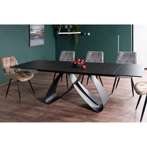 Masa extensibila SAMANTA CERAMIC, sticla securizata/ceramica, negru, 160-240x90x76 cm