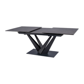 Masa extensibila SORENTO CERAMIC, sticla securizata/ceramica/metal, negru, 160-220x90x76 cm
