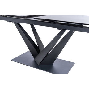 Masa extensibila SORENTO CERAMIC, sticla securizata/ceramica/metal, negru, 160-220x90x76 cm