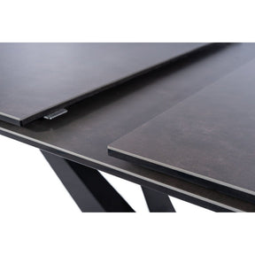Masa extensibila SORENTO CERAMIC, sticla securizata/ceramica/metal, negru, 160-220x90x76 cm