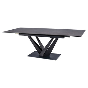 Masa extensibila SORENTO CERAMIC, sticla securizata/ceramica/metal, negru, 160-220x90x76 cm