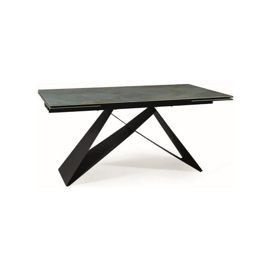 Masa extensibila WESTIN CERAMIC, sticla securizata/ceramica, turcoaz/negru mat, 160-240x90x77 cm