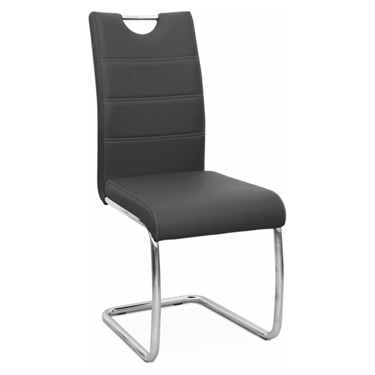 Scaun dining,  negru / cusături deschise la culoare, ABIRA NEW