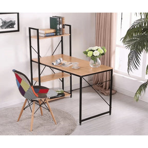 Masa birou VEINA, PAL laminat, stejar/negru, 120x60x72 / 122 cm