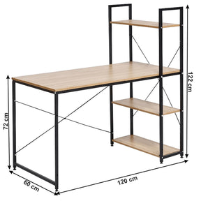 Masa birou VEINA, PAL laminat, stejar/negru, 120x60x72 / 122 cm