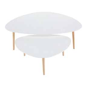 Set 2 masute FOLKO NEW, alb/fag, lemn, 116x66x45 cm/ 75x43x39 cm