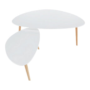 Set 2 masute FOLKO NEW, alb/fag, lemn, 116x66x45 cm/ 75x43x39 cm